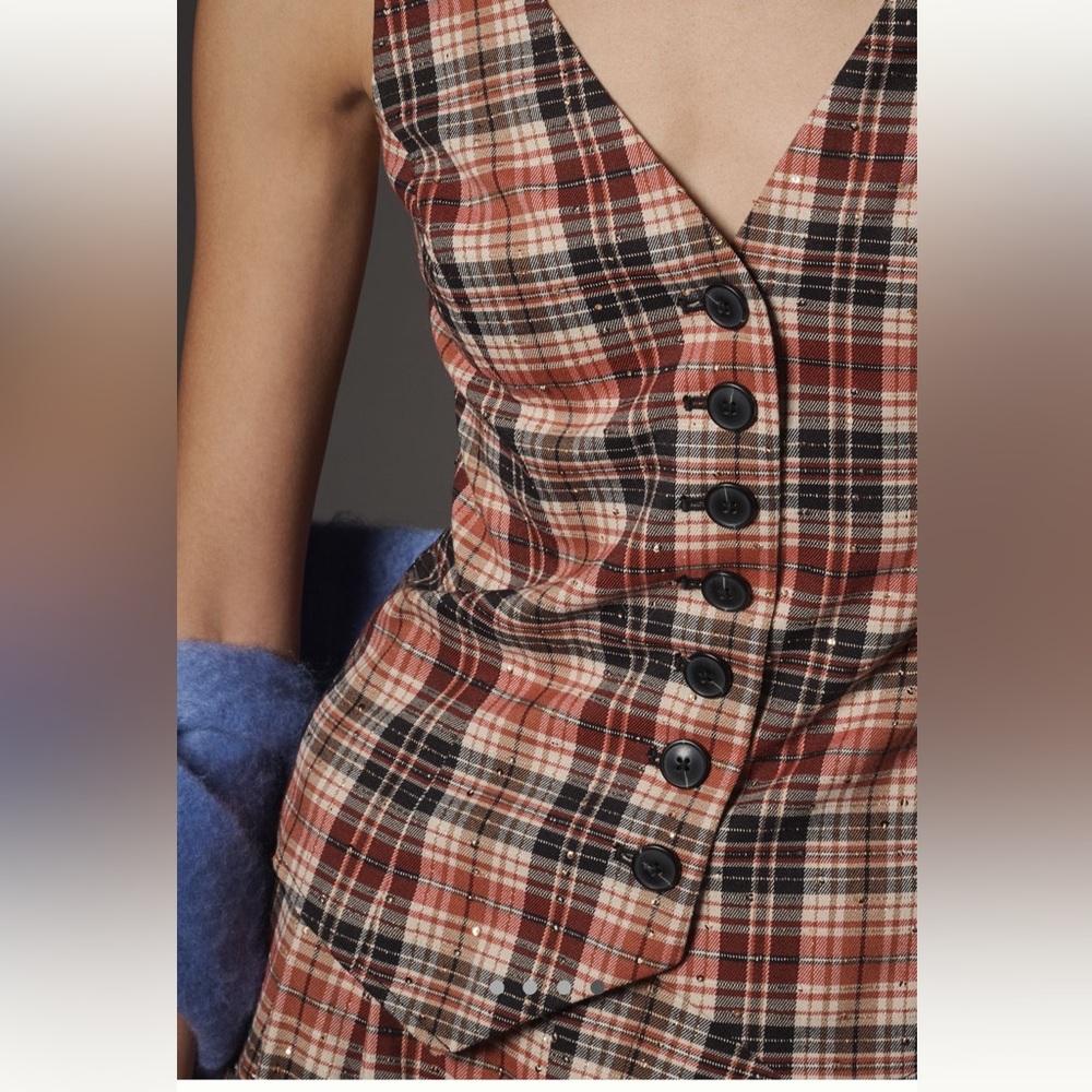 Anthropologie Maeve Plaid Button-Up Vest NWT - Picture 4 of 10